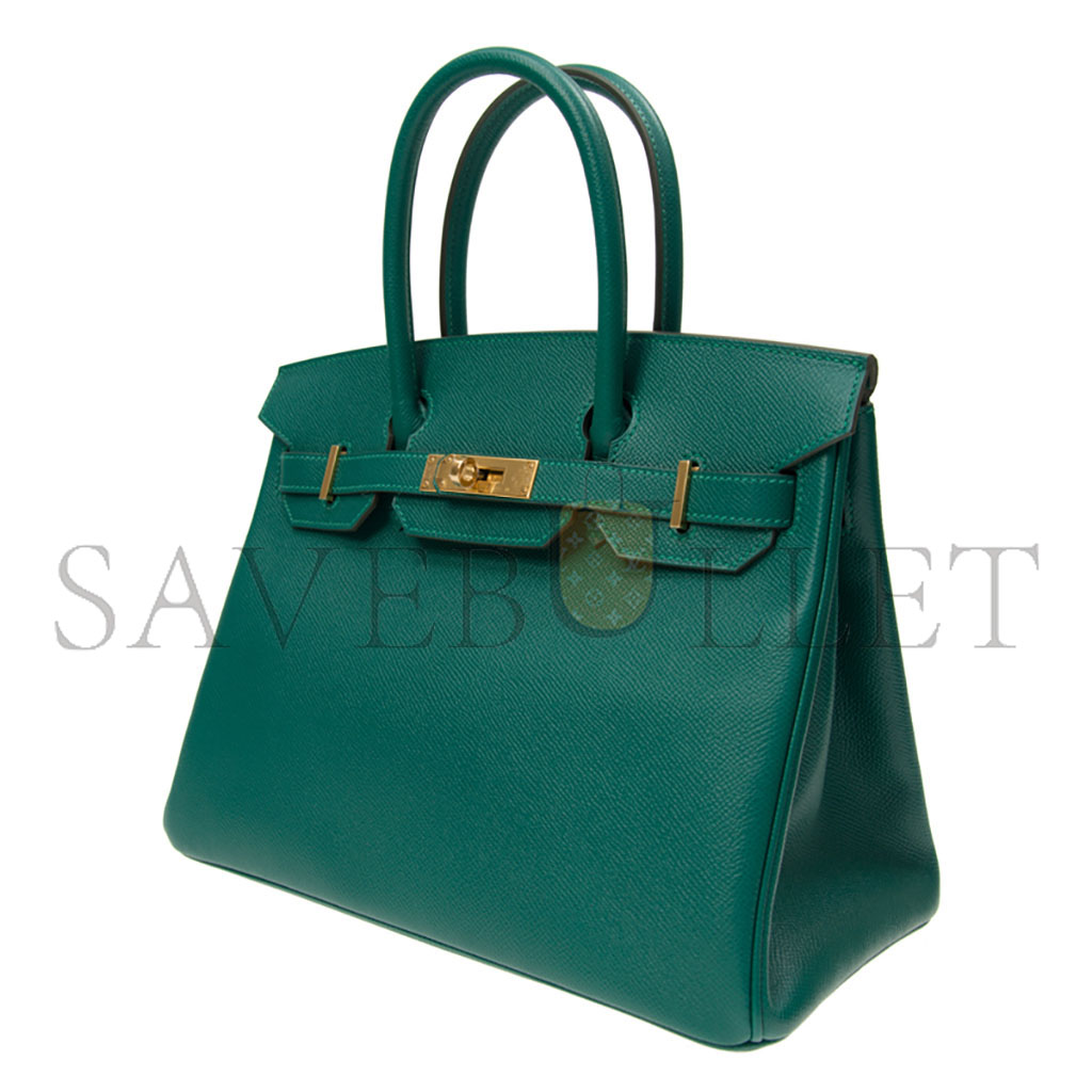 H**mes master birkin 30 epsom leather peacock green gold buckle bag h028369ccz6 (30*23*15cm)